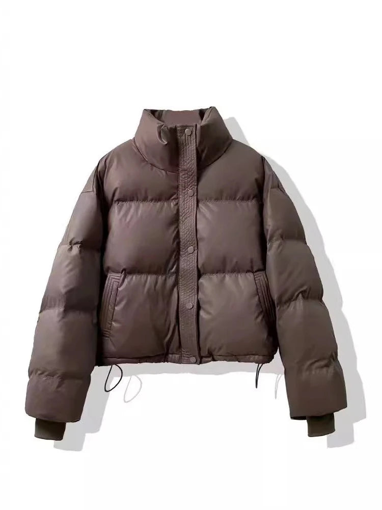 Solid Color Cropped Coat