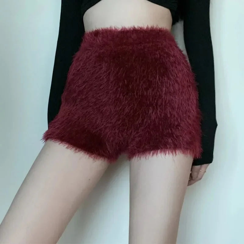 Plush Slim High Waist Velvet Pants