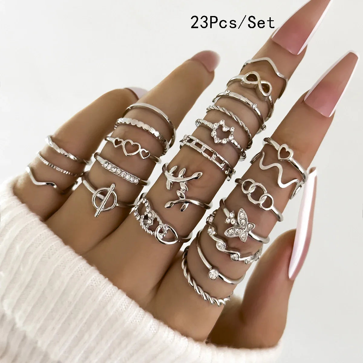 Bohemian Geometric Knuckle Rings Set