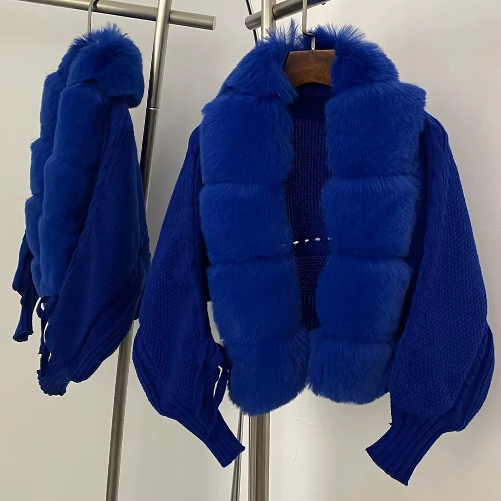 OFTBUY Faux Fur Cropped Coat