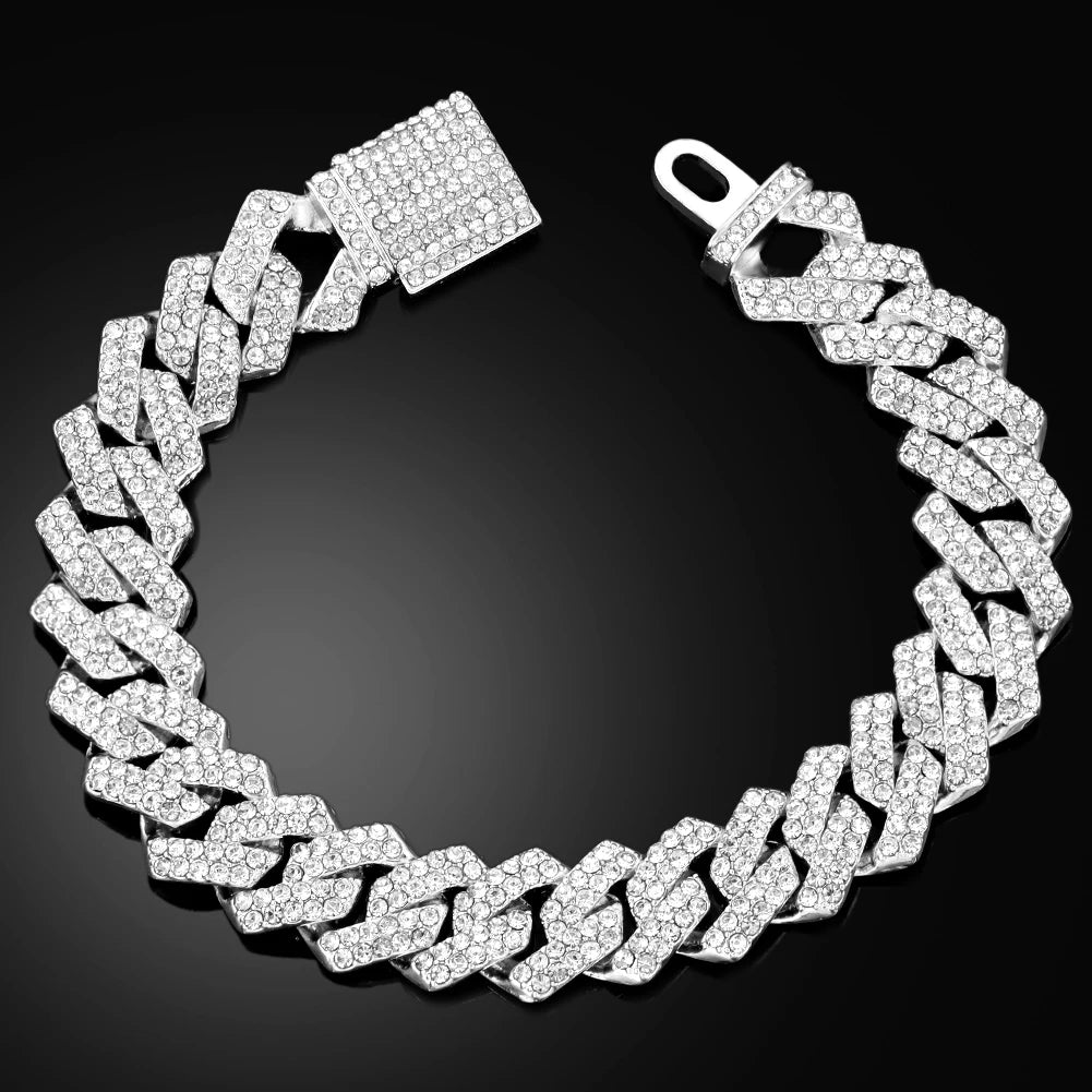 14MM Iced Prong Link Cuban Chain Bracelets