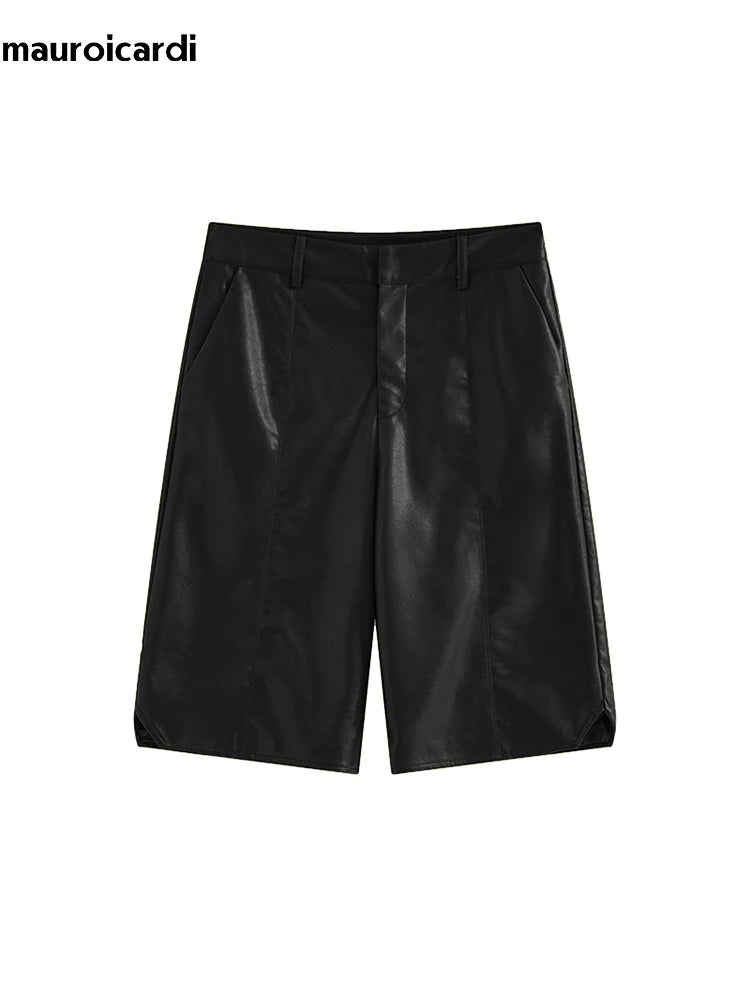 Mauroicardi  Black Pu Leather Shorts