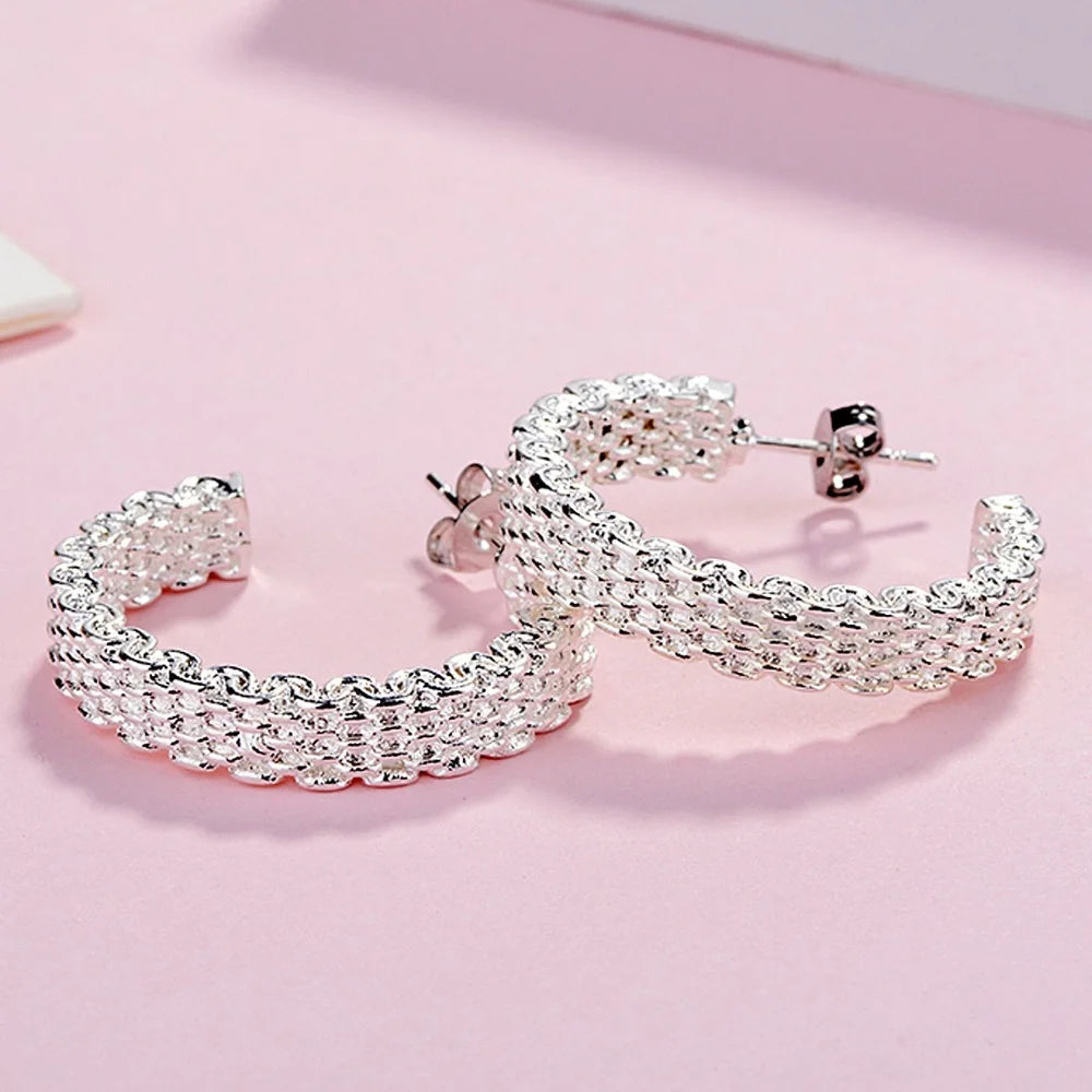 Popular fine 925 Sterling Silver charms stud Earrings