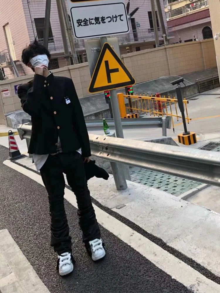 Mauroicardi Long Fitted Skinny Matte Black Pu Leather Ruched Stacked Pants