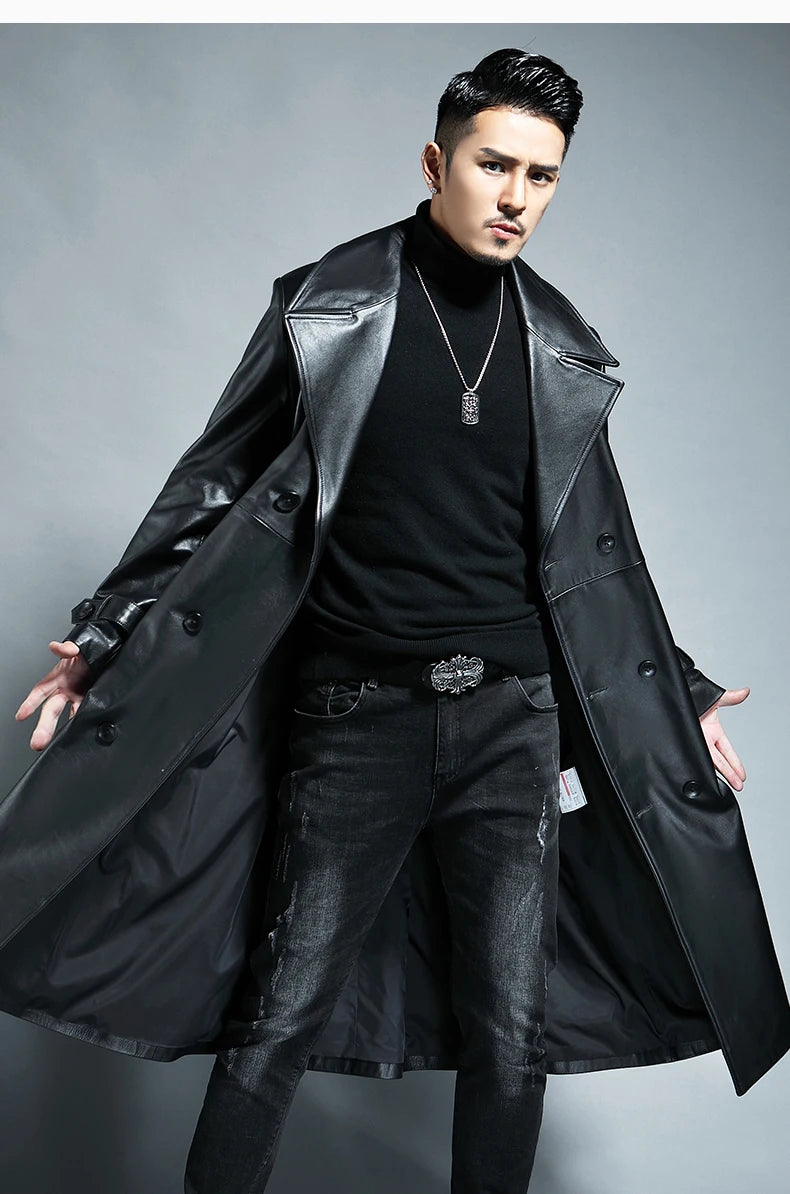 Mauroicardi Waterproof Pu Leather Trench Coat