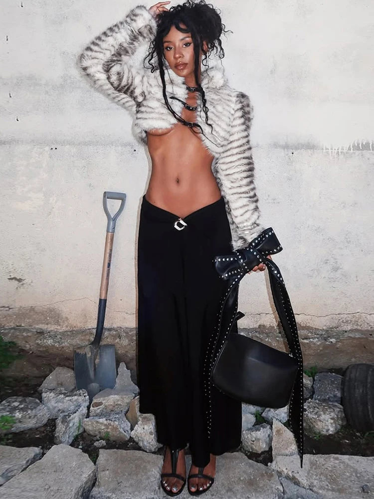 Kliou Sexy Fashion Crop Faux Jacket