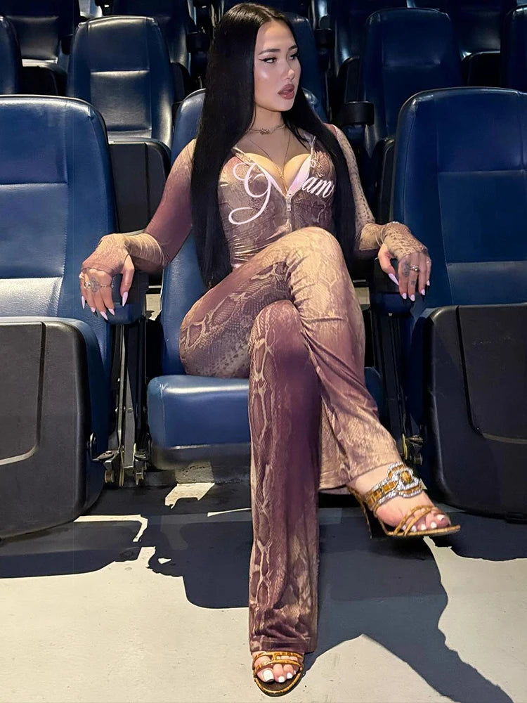Weird Puss Letter Snake Print Tracksuit
