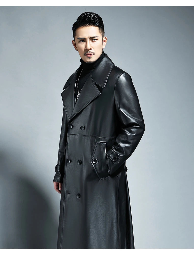 Mauroicardi Waterproof Pu Leather Trench Coat