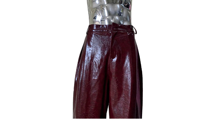 Mauroicardi Shiny Burgundy Pu Leather Straight Short