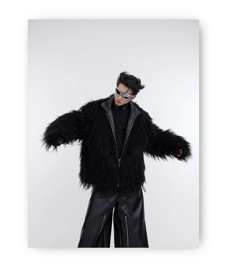 Mauroicardi Winter Shaggy Faux Mongolian Fur Coat
