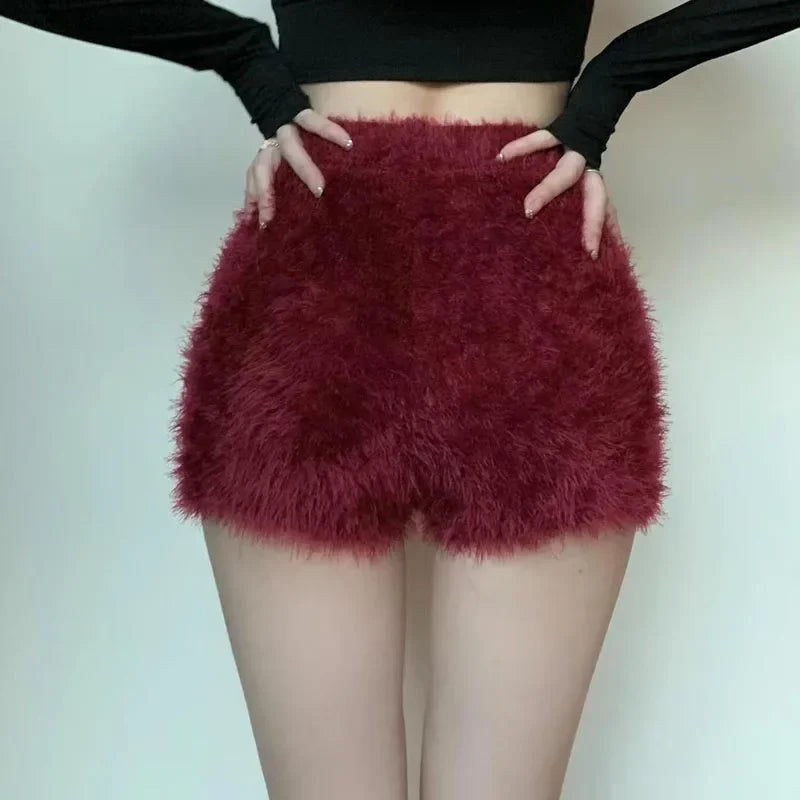 Plush Slim High Waist Velvet Pants