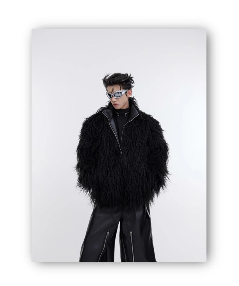 Mauroicardi Winter Shaggy Faux Mongolian Fur Coat