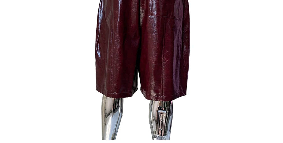 Mauroicardi Shiny Burgundy Pu Leather Straight Short