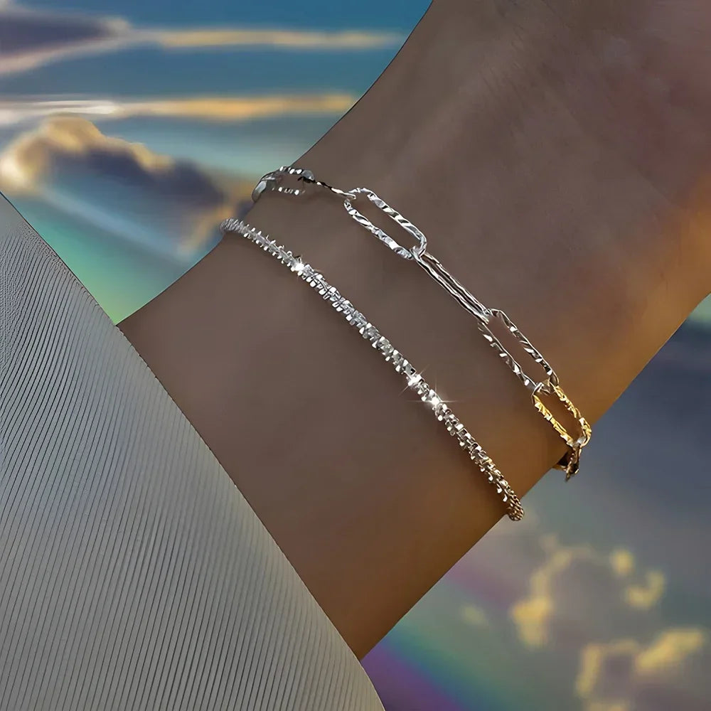 6Pcs 925 Sterling Silver Rhinestone Bracelets