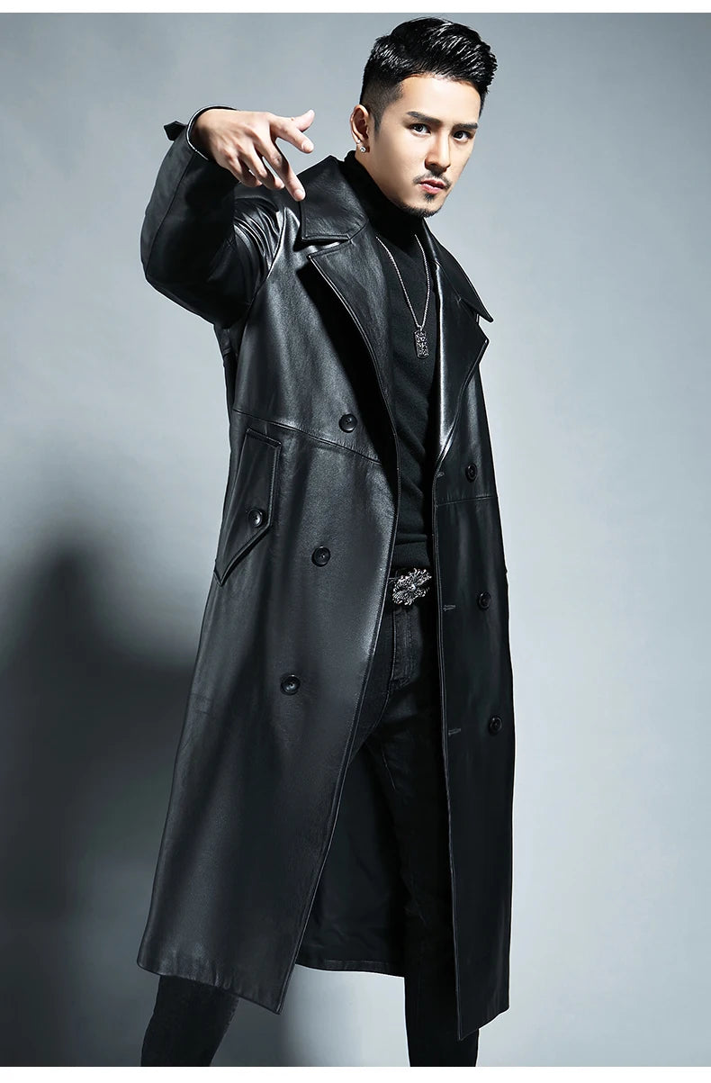 Mauroicardi Waterproof Pu Leather Trench Coat
