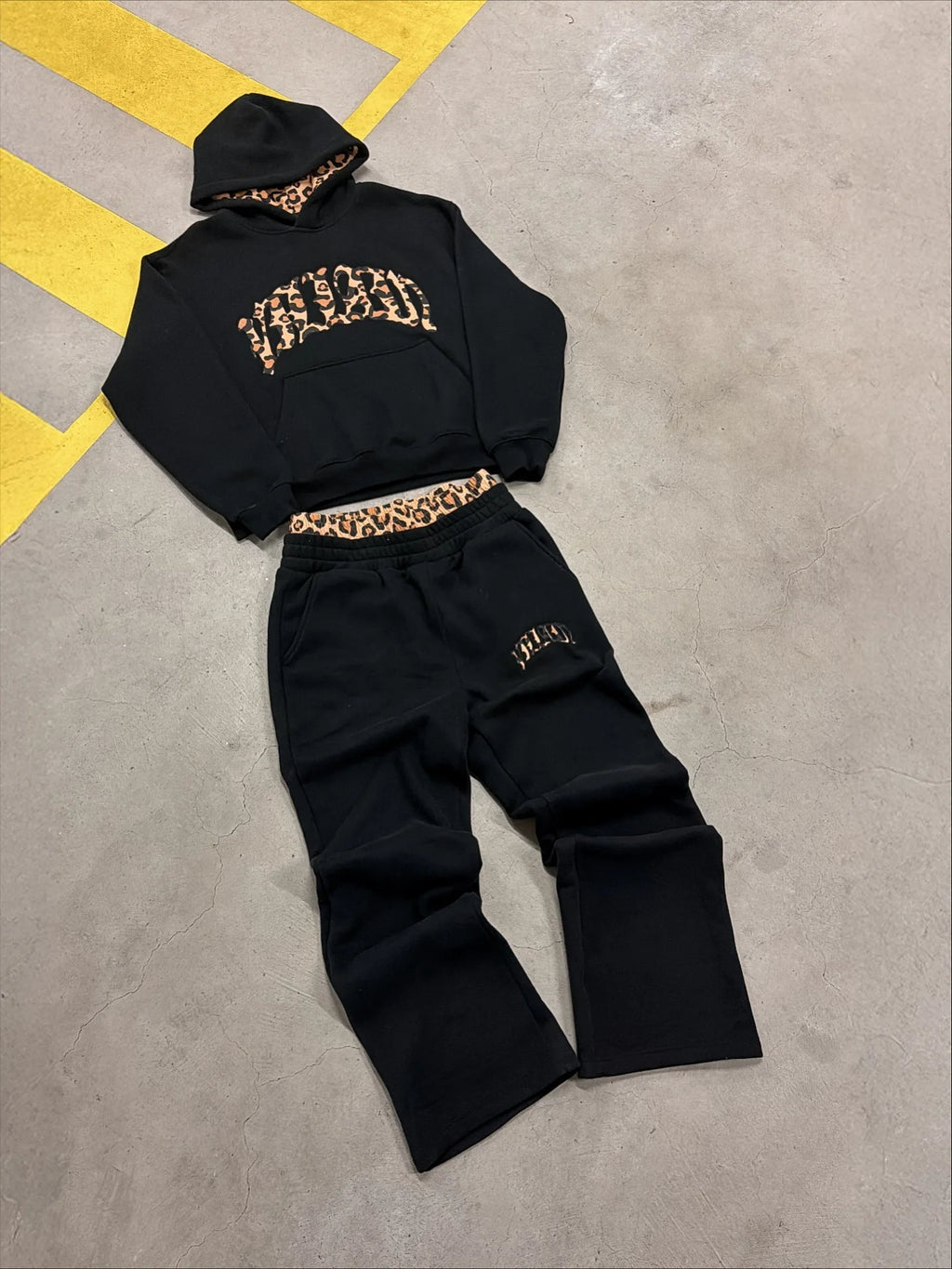 Leopard Print Embroidery Patch Sportswear Set