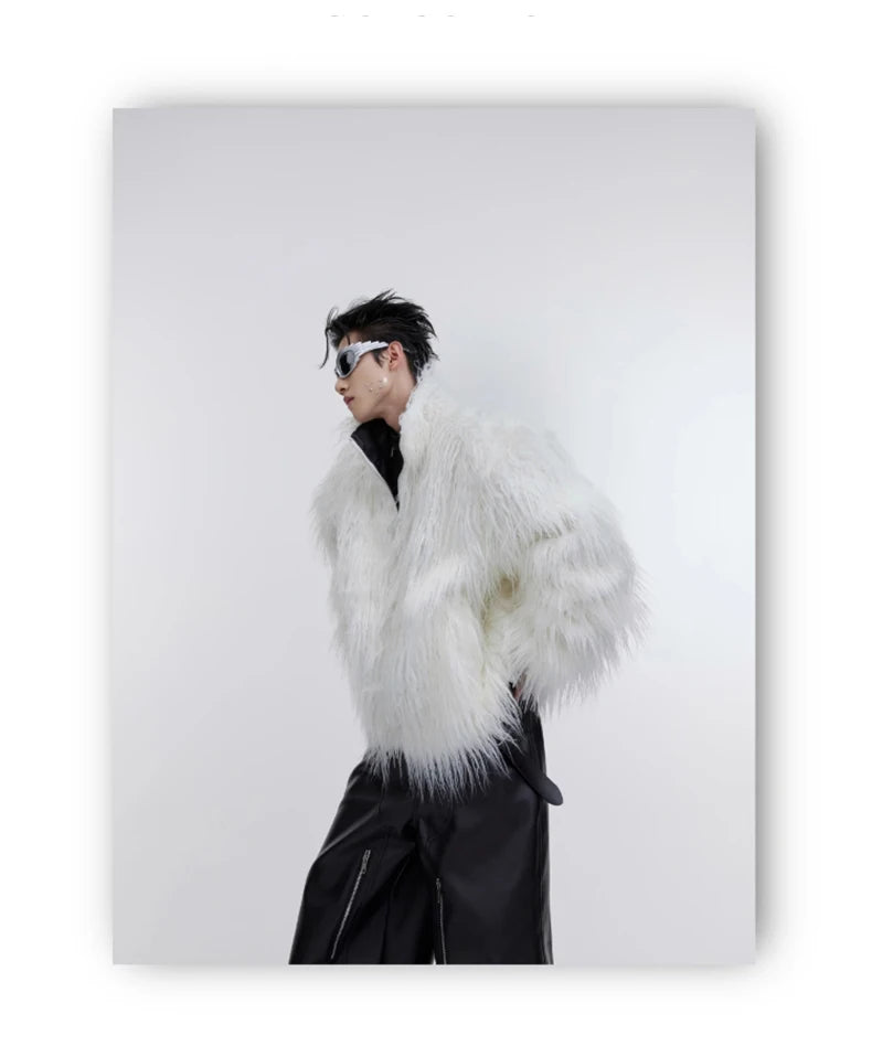 Mauroicardi Winter Shaggy Faux Mongolian Fur Coat
