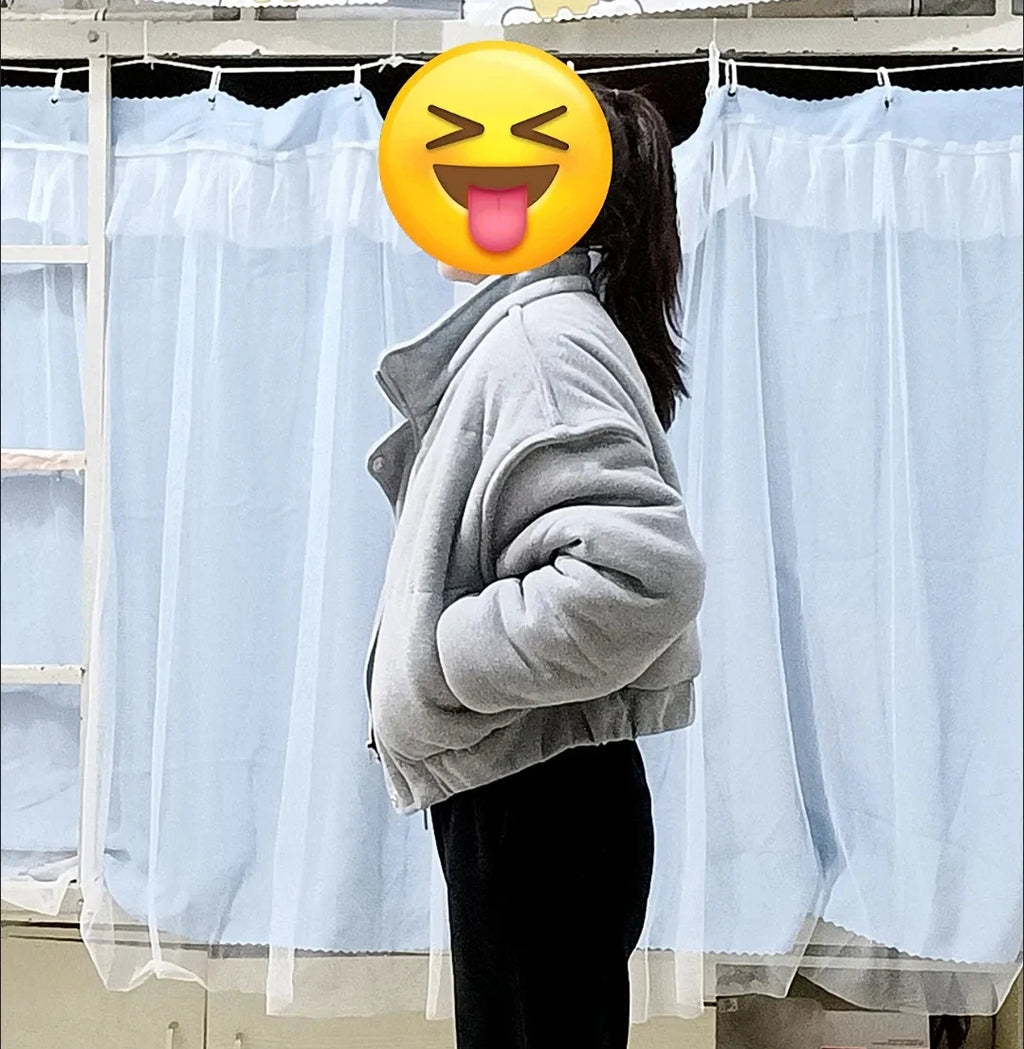 Korean Style Gray Cotton Puffer Coat