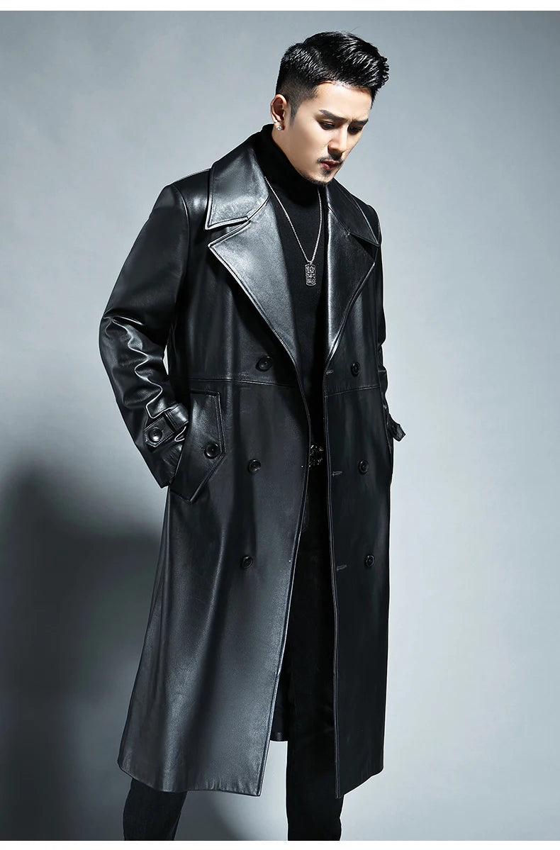 Mauroicardi Waterproof Pu Leather Trench Coat