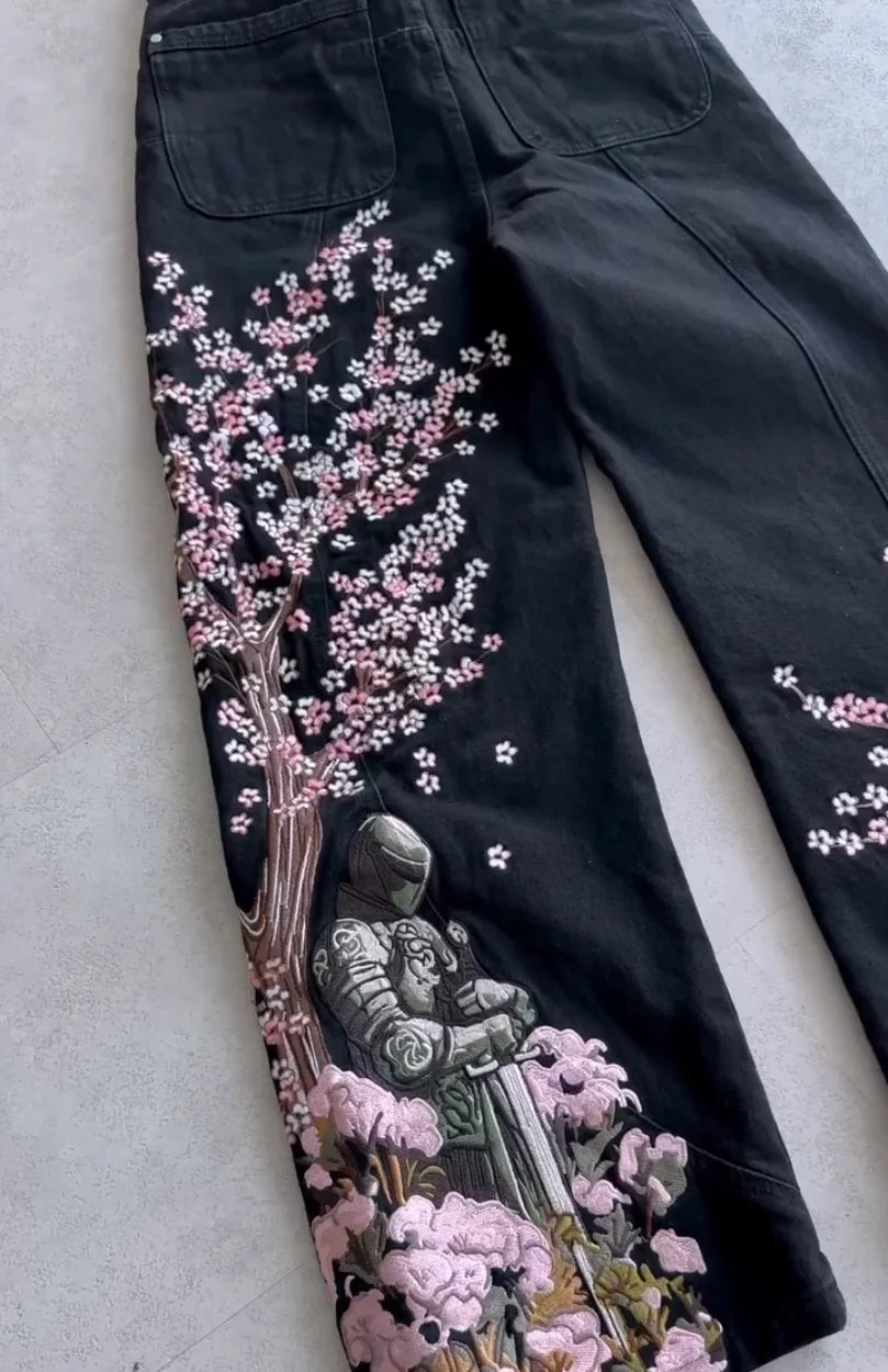 Retro Cherry Blossom Black Knight Jean