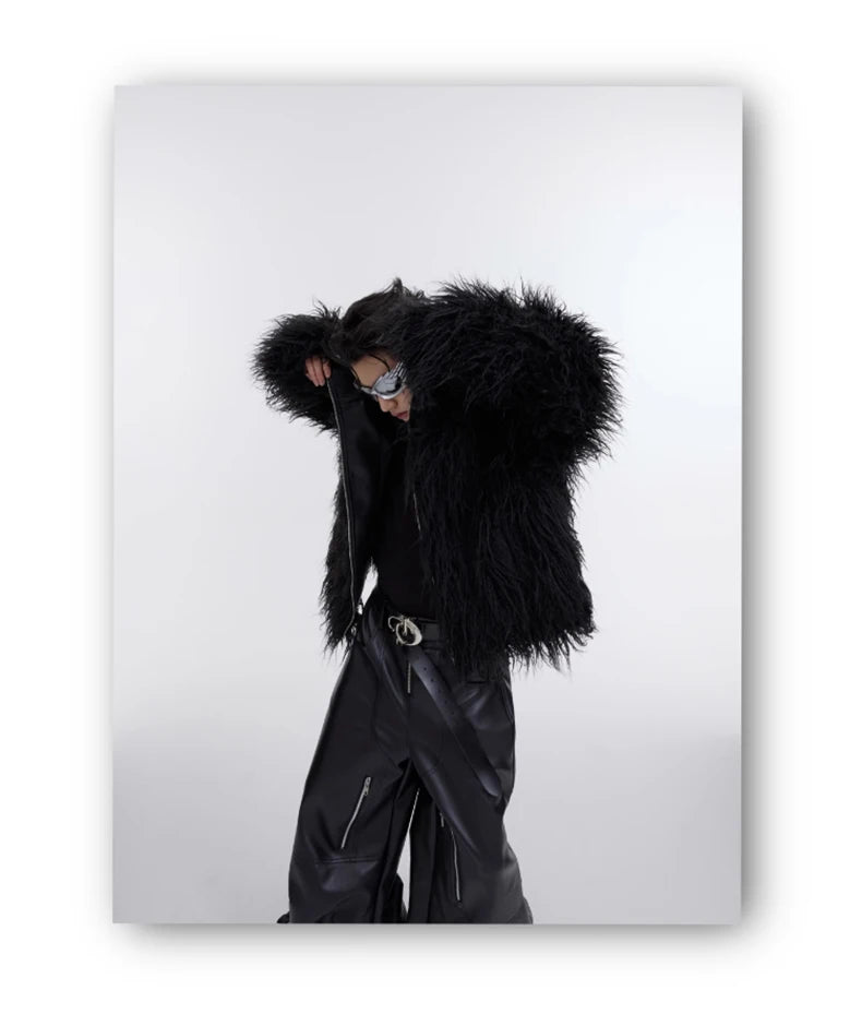 Mauroicardi Winter Shaggy Faux Mongolian Fur Coat