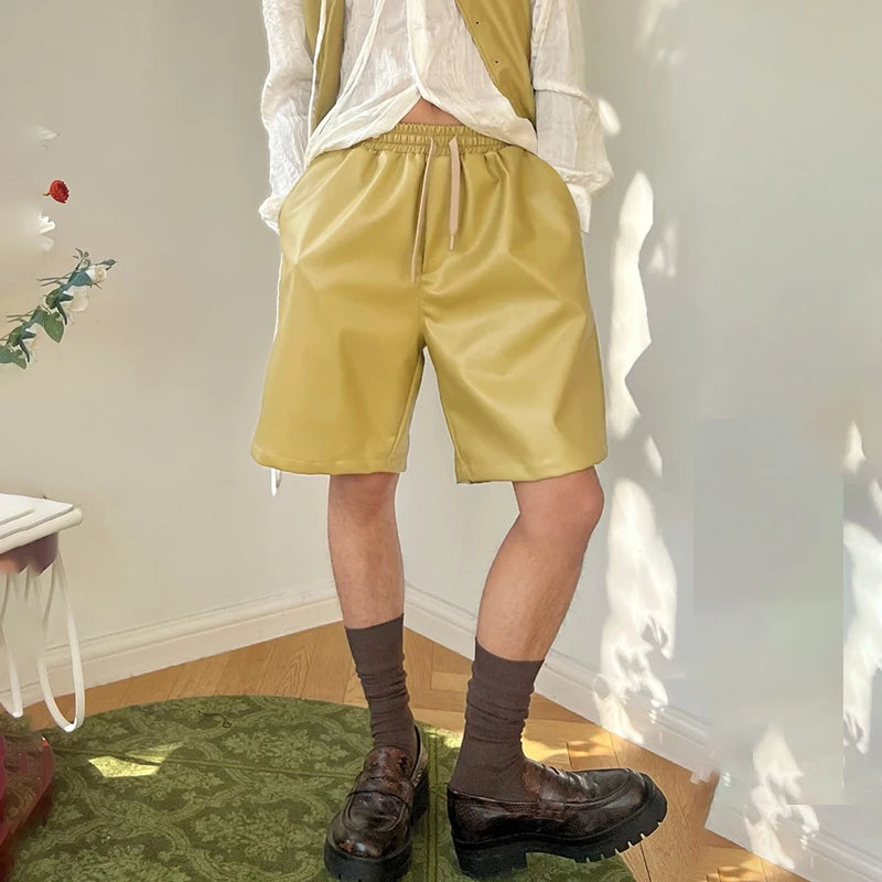 Mauroicardi  Black Pu Leather Straight Shorts