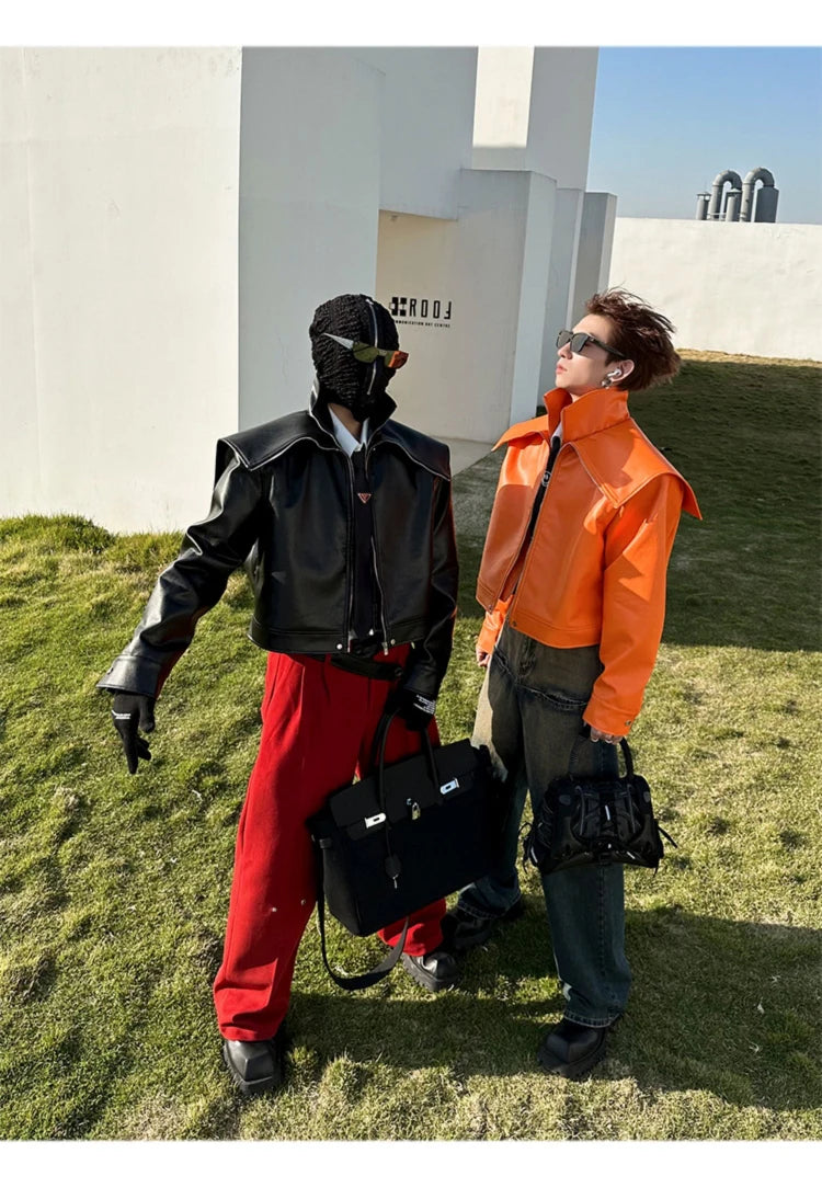 Mauroicardi Spring Autumn  Faux Leather Jacket