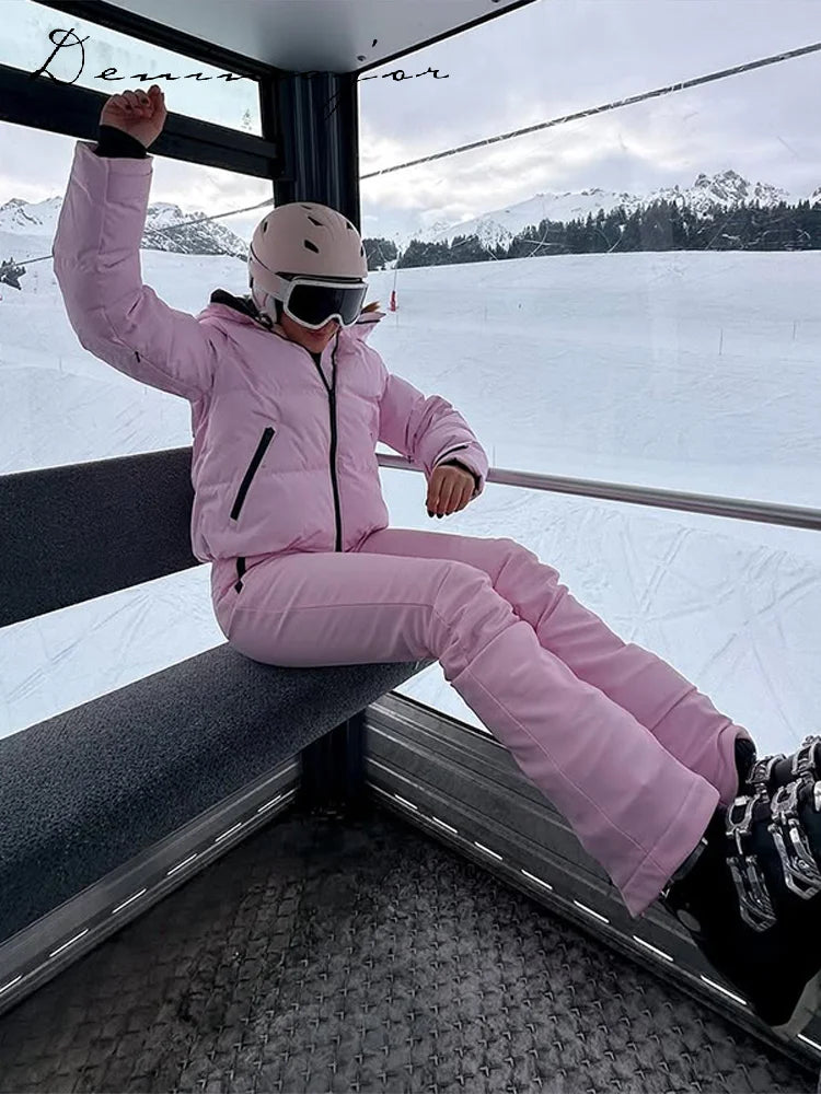 Windproof Two Piece Women Ski Suit