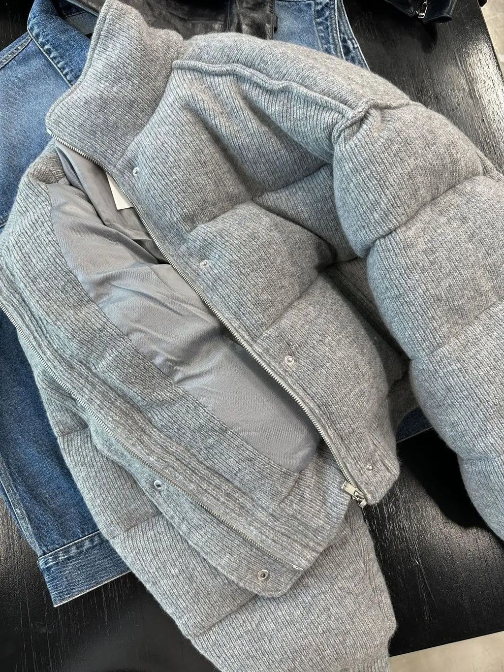 Korean Style Gray Cotton Puffer Coat
