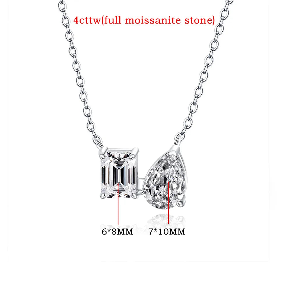 FEOBUR 4cttw Two Stone Moissanite Stud Earrings