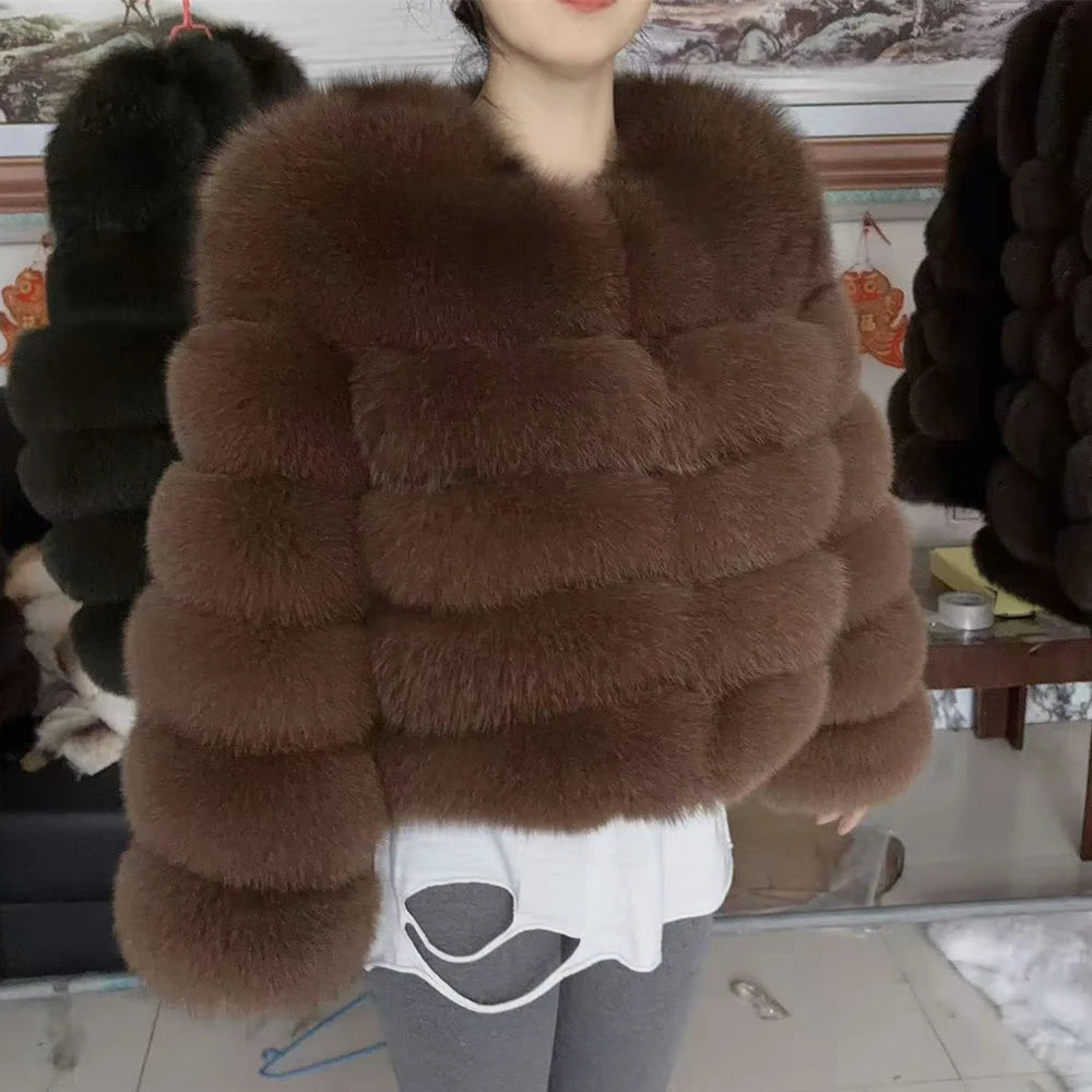 QUEENTINA Fox Cropped Fur Coat