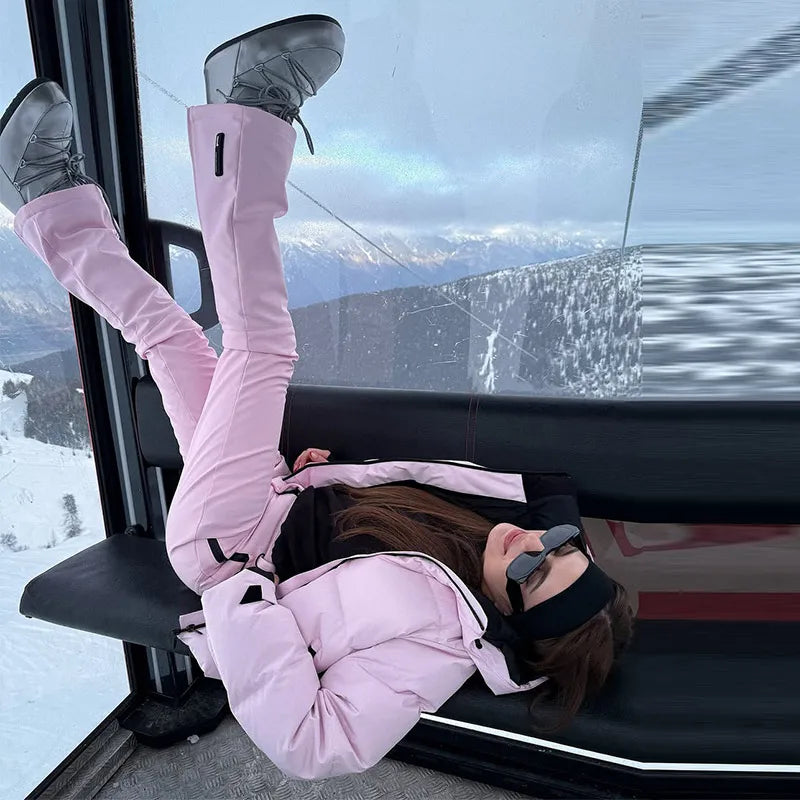 Windproof Two Piece Women Ski Suit