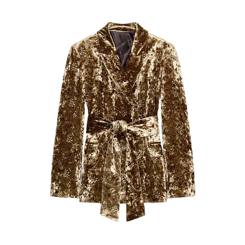 Velvet Lapel Belt Suit
