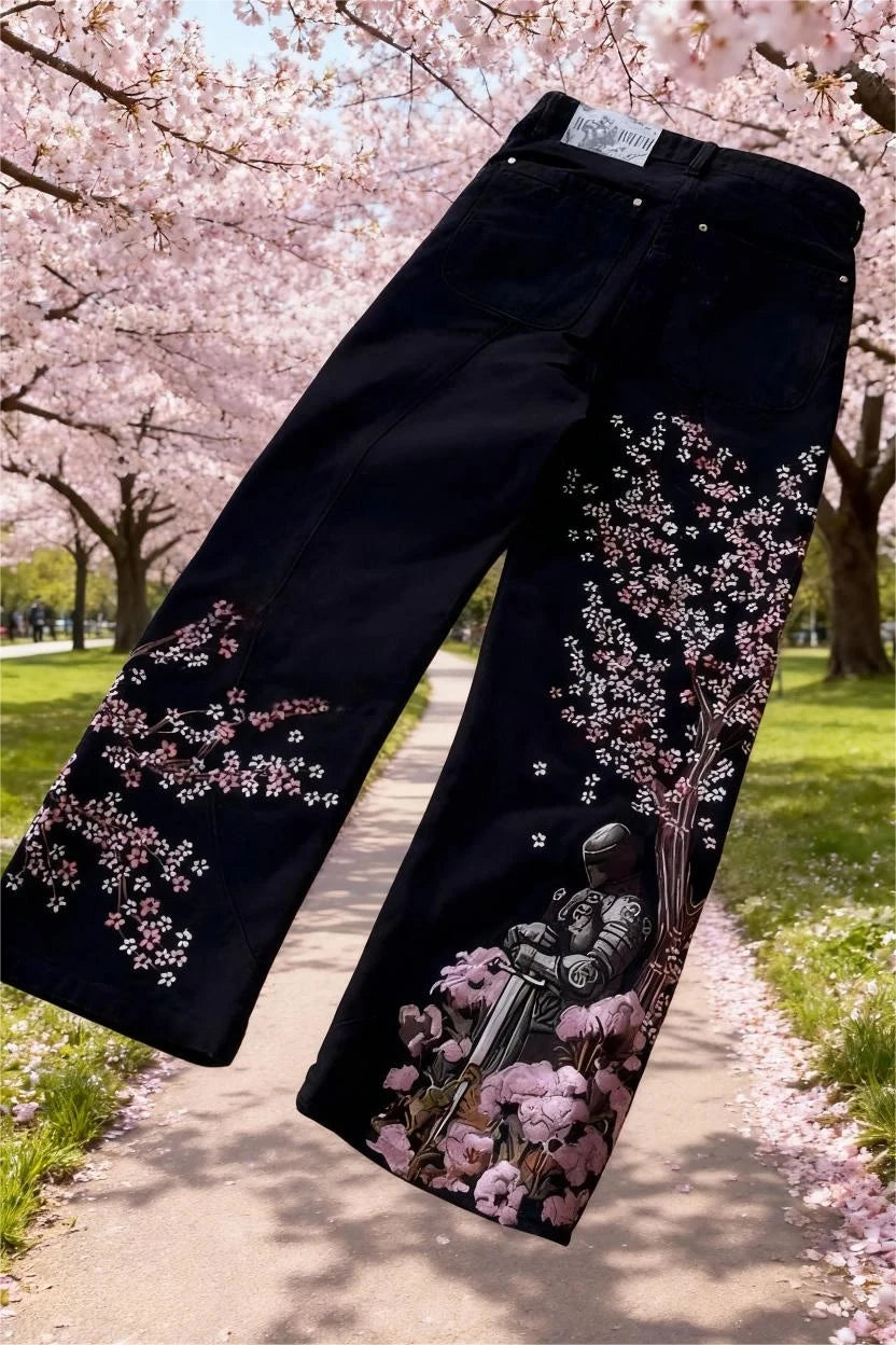 Retro Cherry Blossom Black Knight Jean
