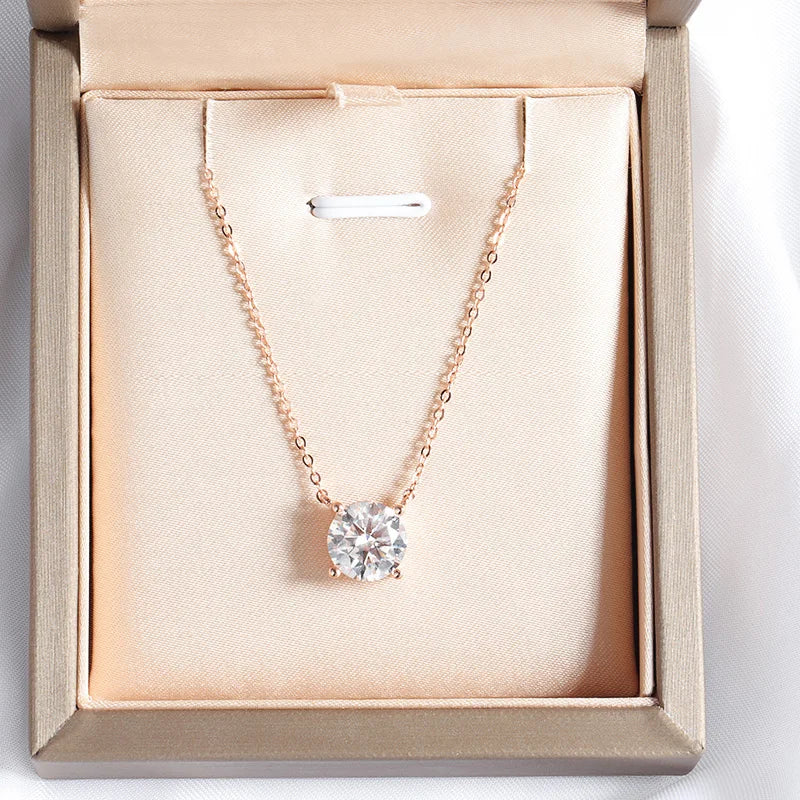 Rose Gold Color Moissanite Necklace