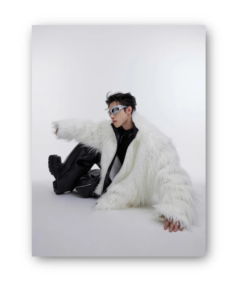 Mauroicardi Winter Shaggy Faux Mongolian Fur Coat