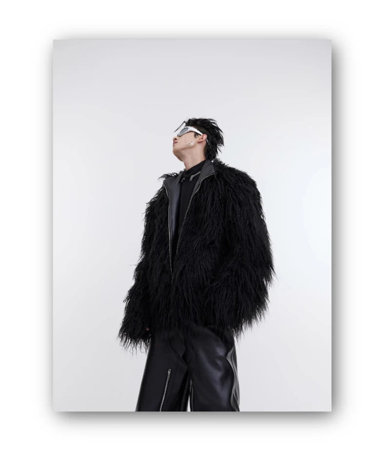 Mauroicardi Winter Shaggy Faux Mongolian Fur Coat