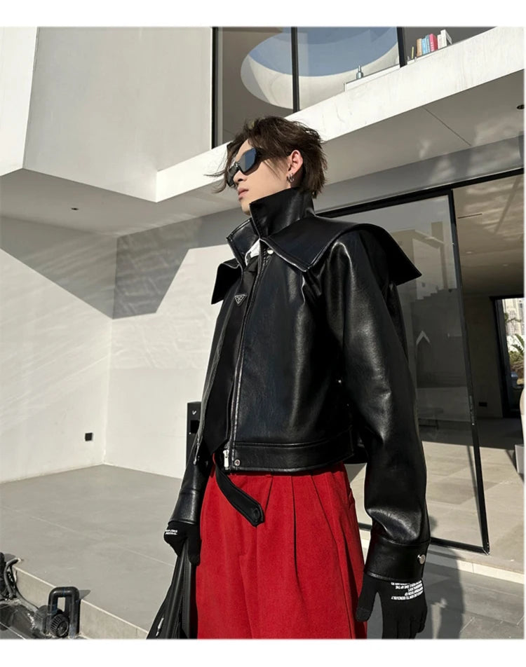 Mauroicardi Spring Autumn  Faux Leather Jacket