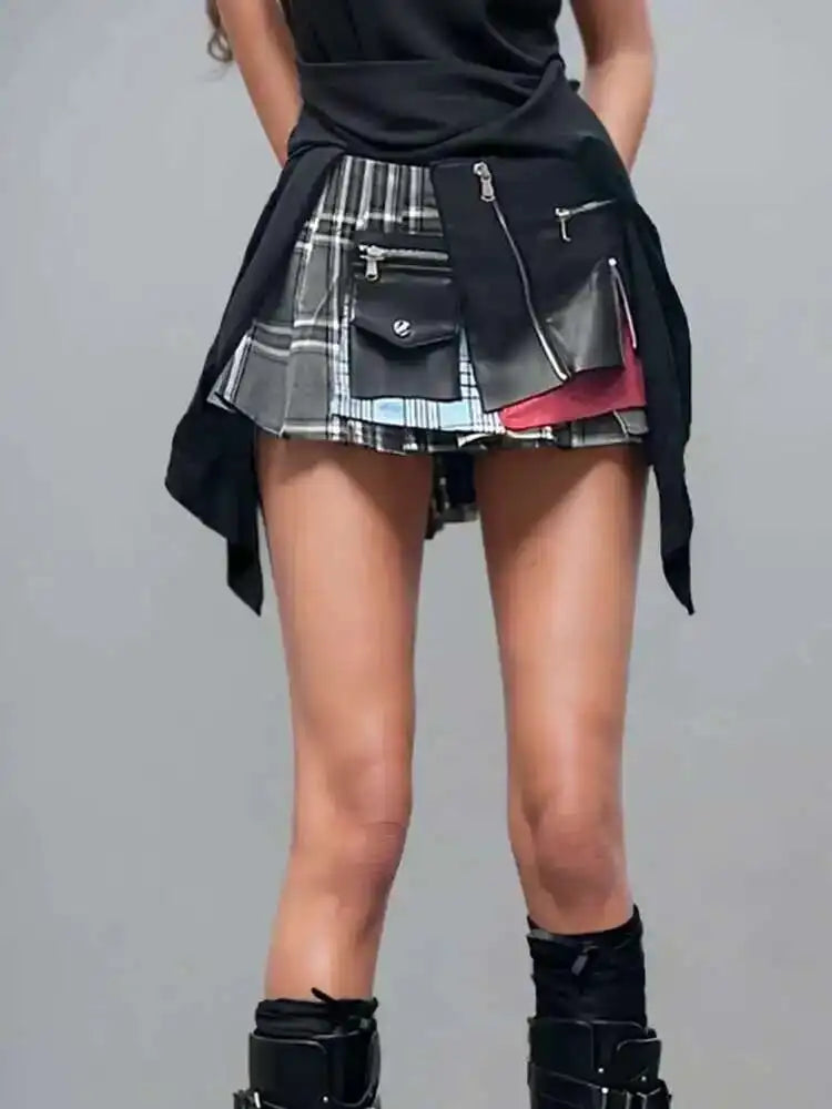DEAT Patchwork Mini Skirt